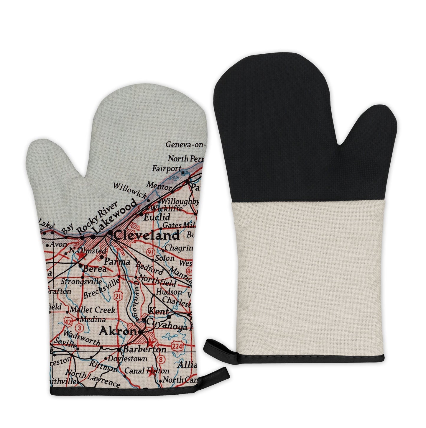 Cleveland, Ohio Map Oven Mitt | Vintage-Inspired Kitchen Gift
