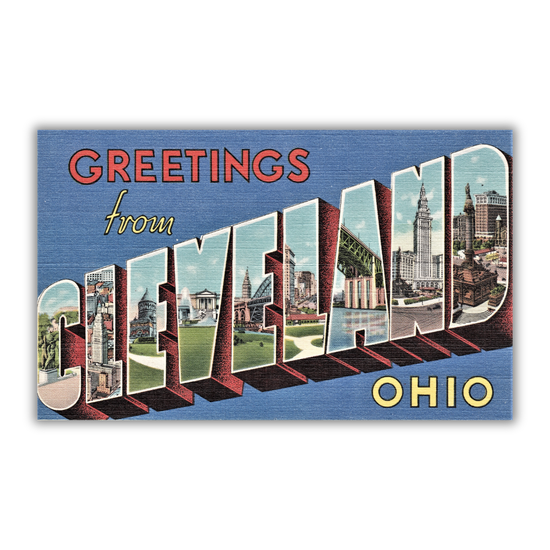 Cleveland Ohio Vintage Postcard Vinyl Sticker