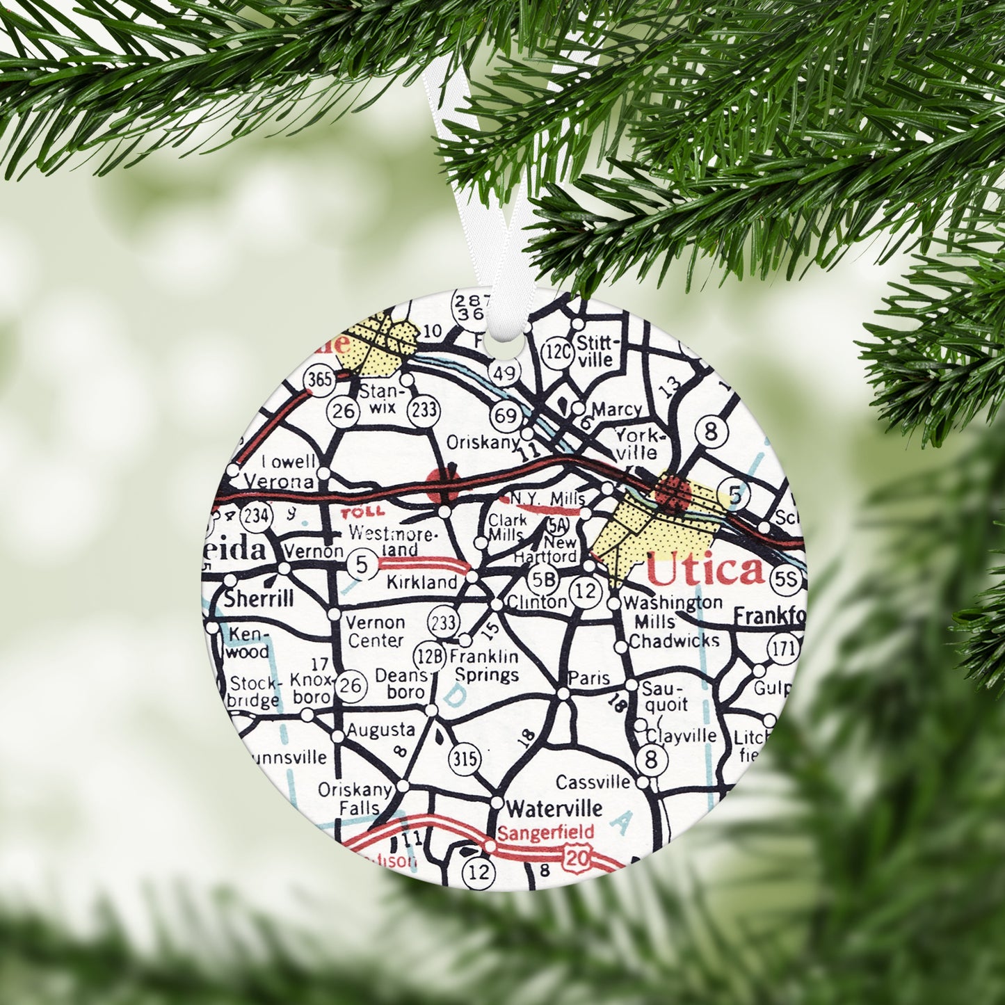 Clinton New York Vintage Map Ornament