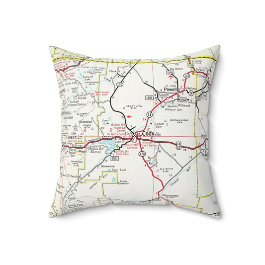 Cody Wyoming vintage map pillow