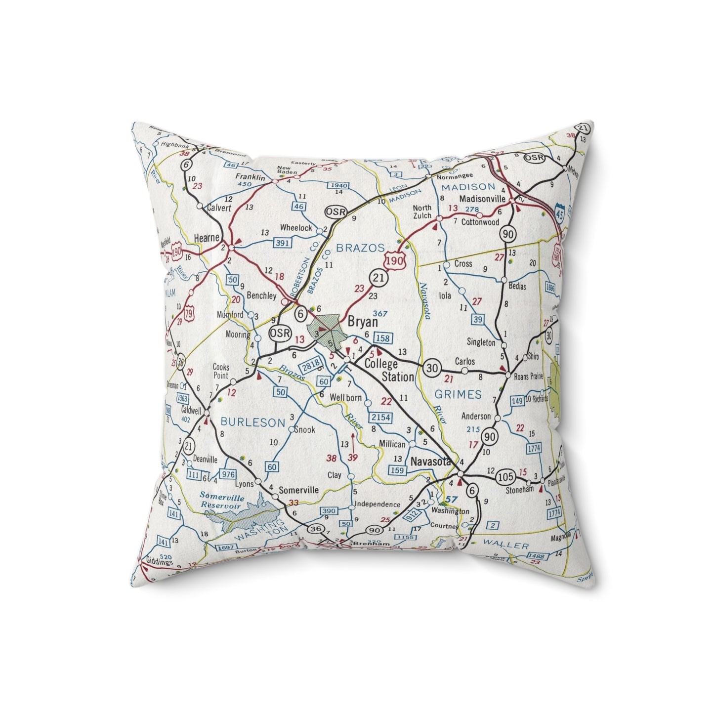 College Station Texas vintage map pillow