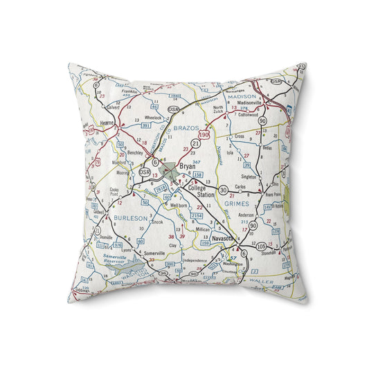 College Station Texas vintage map pillow