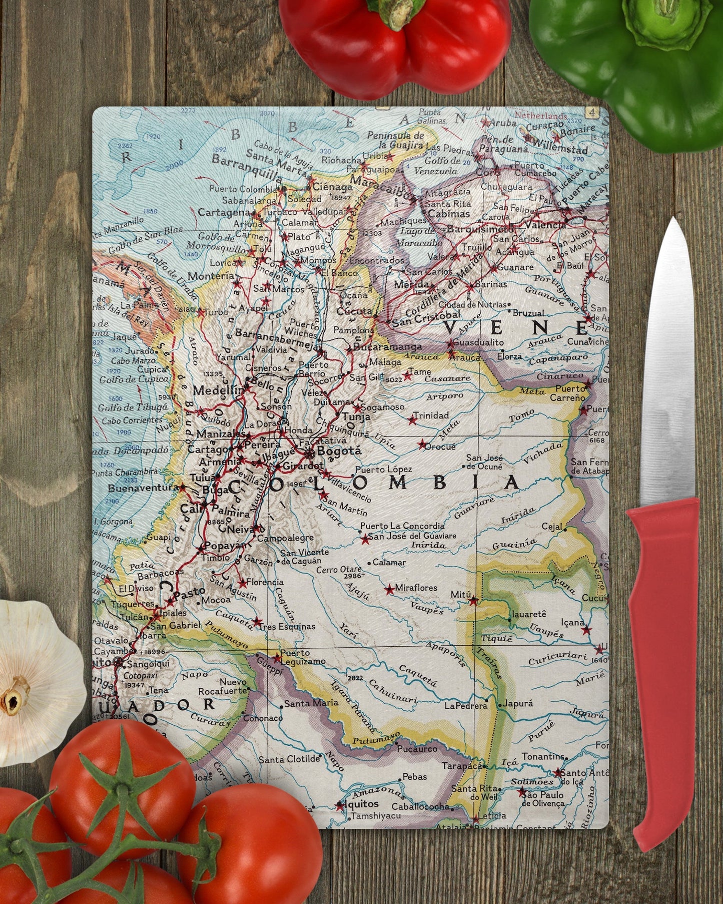 Colombia Map Cutting Board | Travel Gift | Kitchen Decor