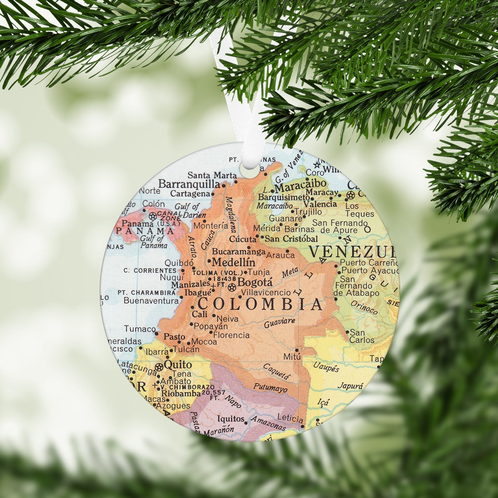 Colombia Vintage Map Ornament