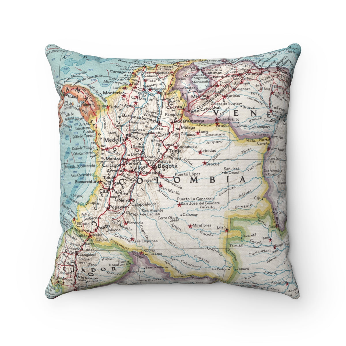 Colombia vintage map pillow