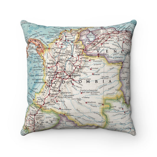 Colombia vintage map pillow
