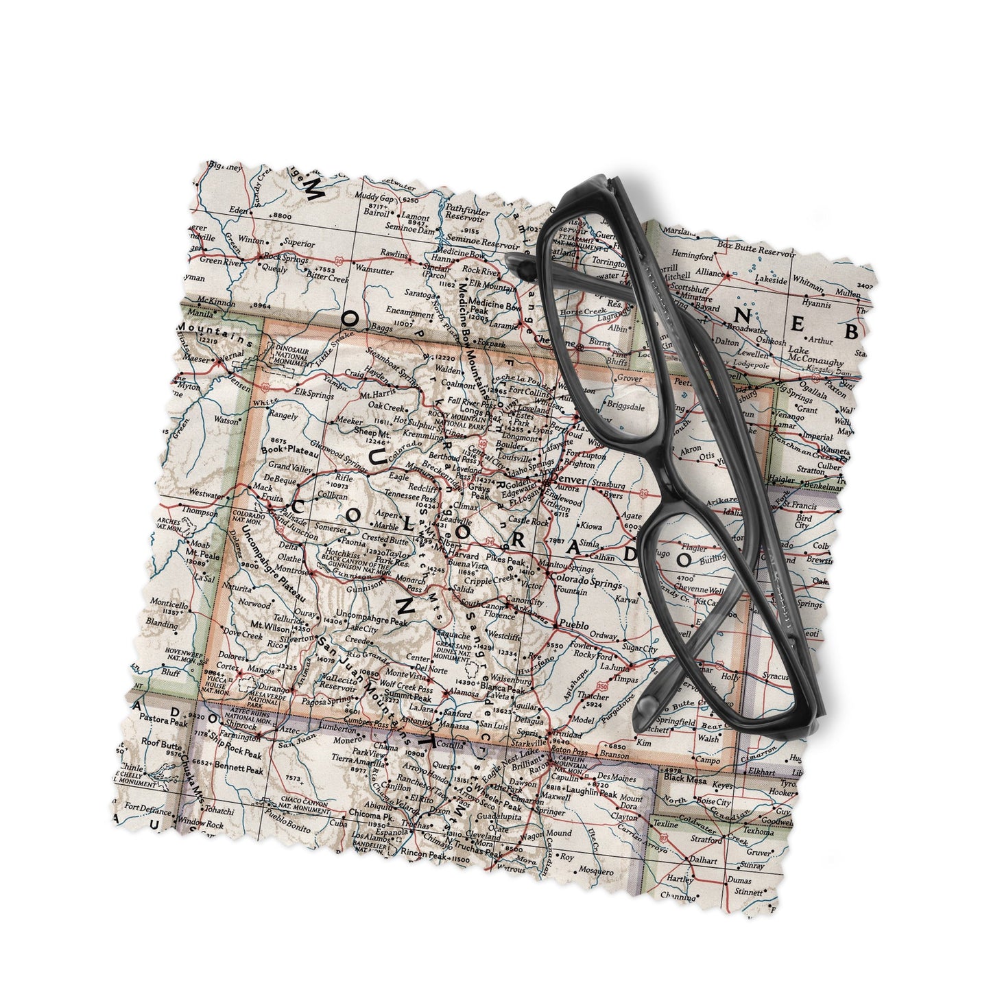 Colorado Map Lens Cloth | Colorado Microfiber Glasses Cleaner | Travel Gift