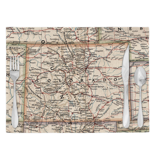 Colorado Vintage Map Placemats Set of 4