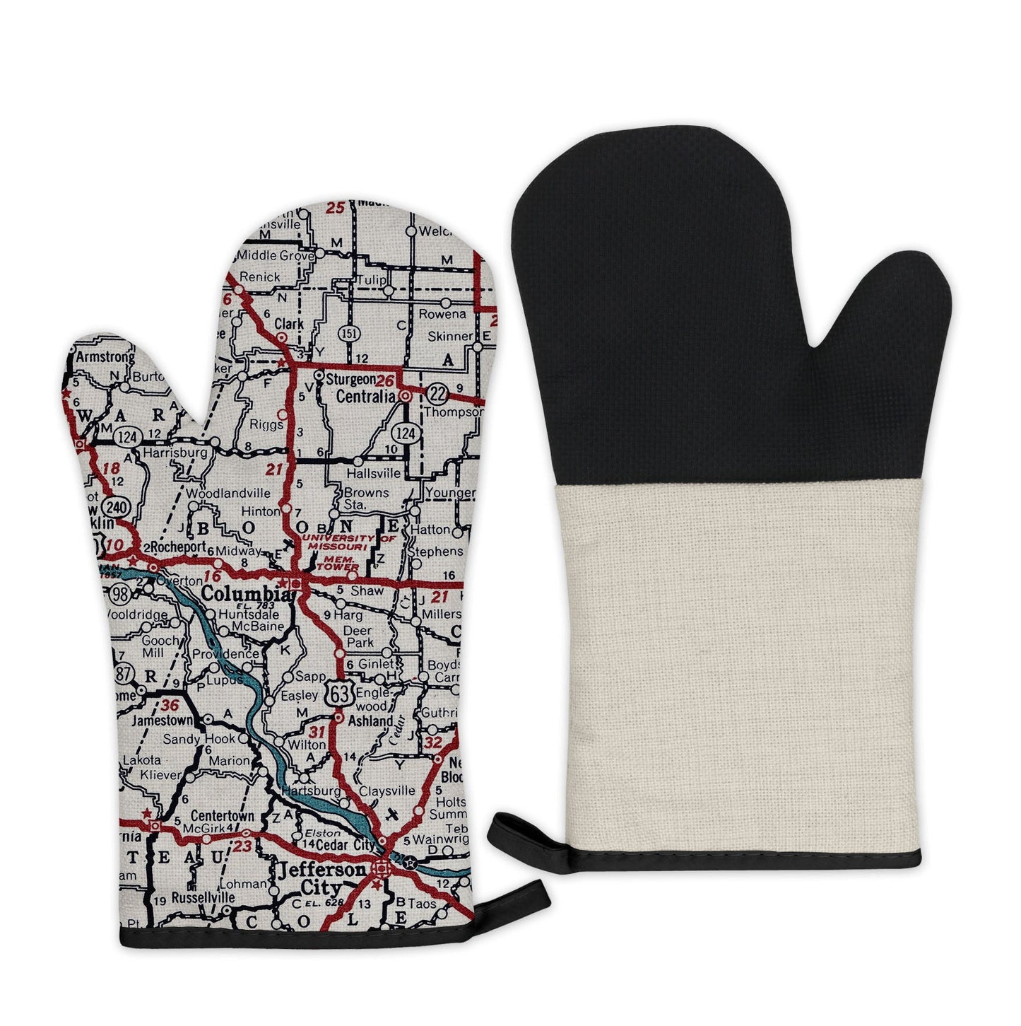 Columbia, Missouri Map Oven Mitt | Vintage-Inspired Kitchen Gift