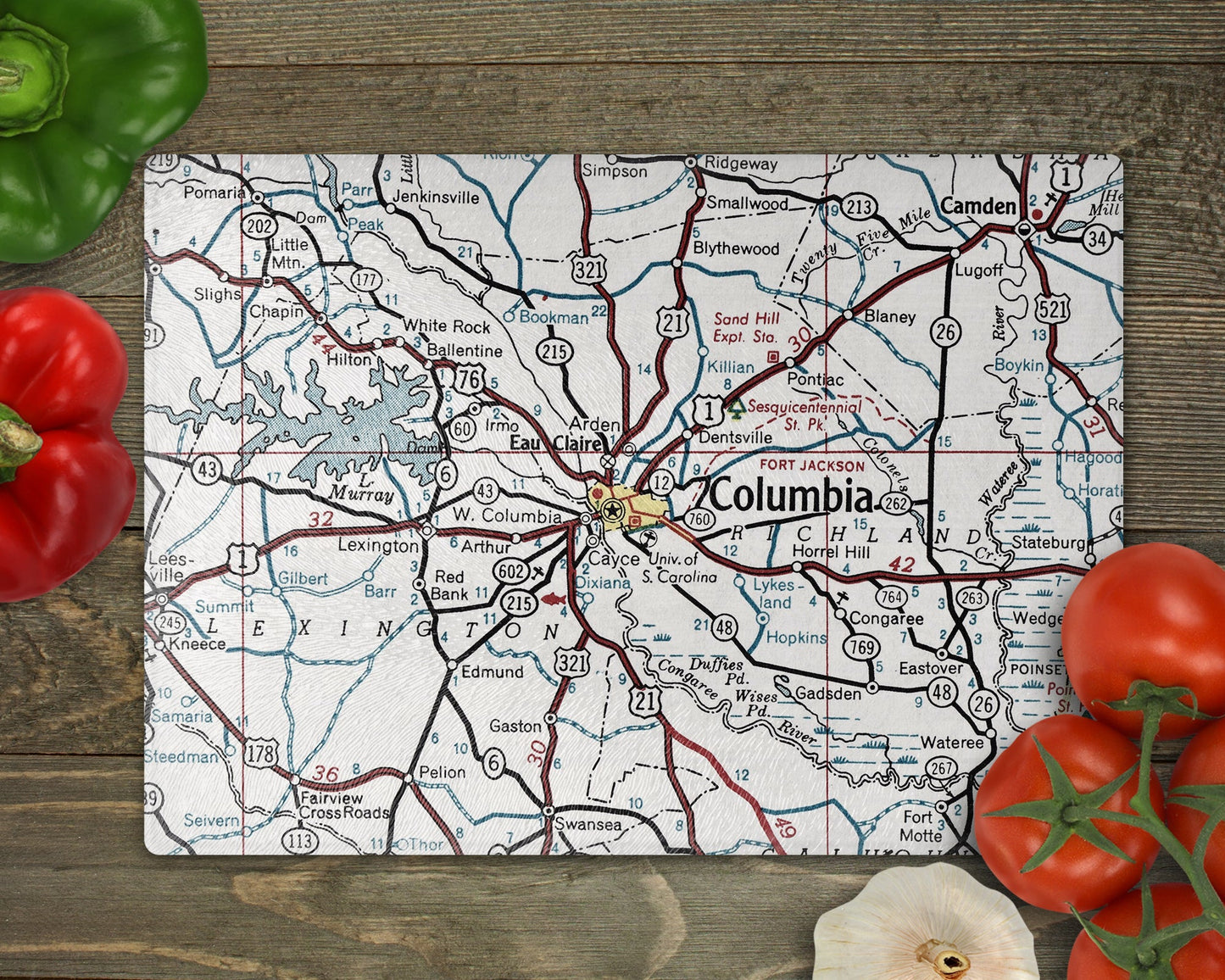 Columbia South Carolina Map Cutting Board | Travel Gift | Kitchen Decor
