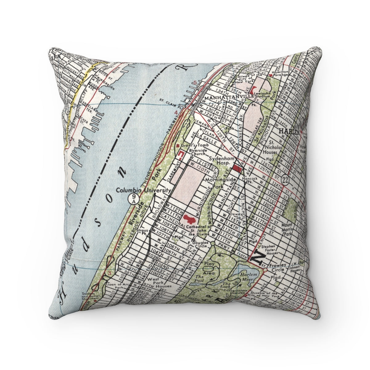 Columbia University vintage map pillow