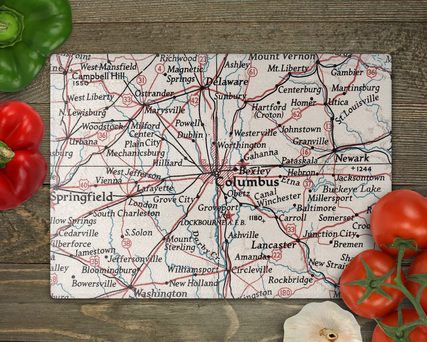 Columbus Ohio Map Cutting Board | Travel Gift | Kitchen Decor