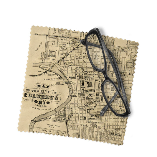 Columbus Ohio Map Lens Cloth | Columbus Microfiber Glasses Cleaner | Travel Gift
