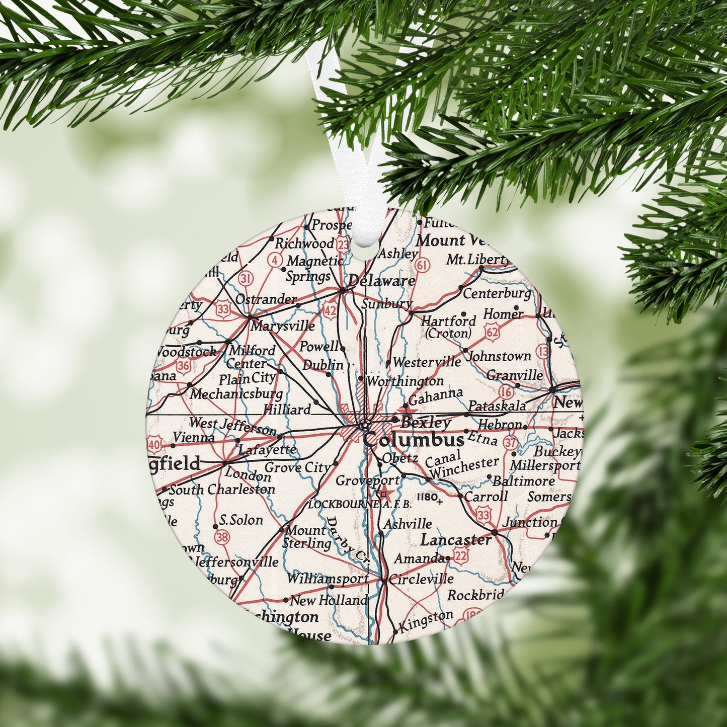 Columbus Ohio Vintage Map Ornament