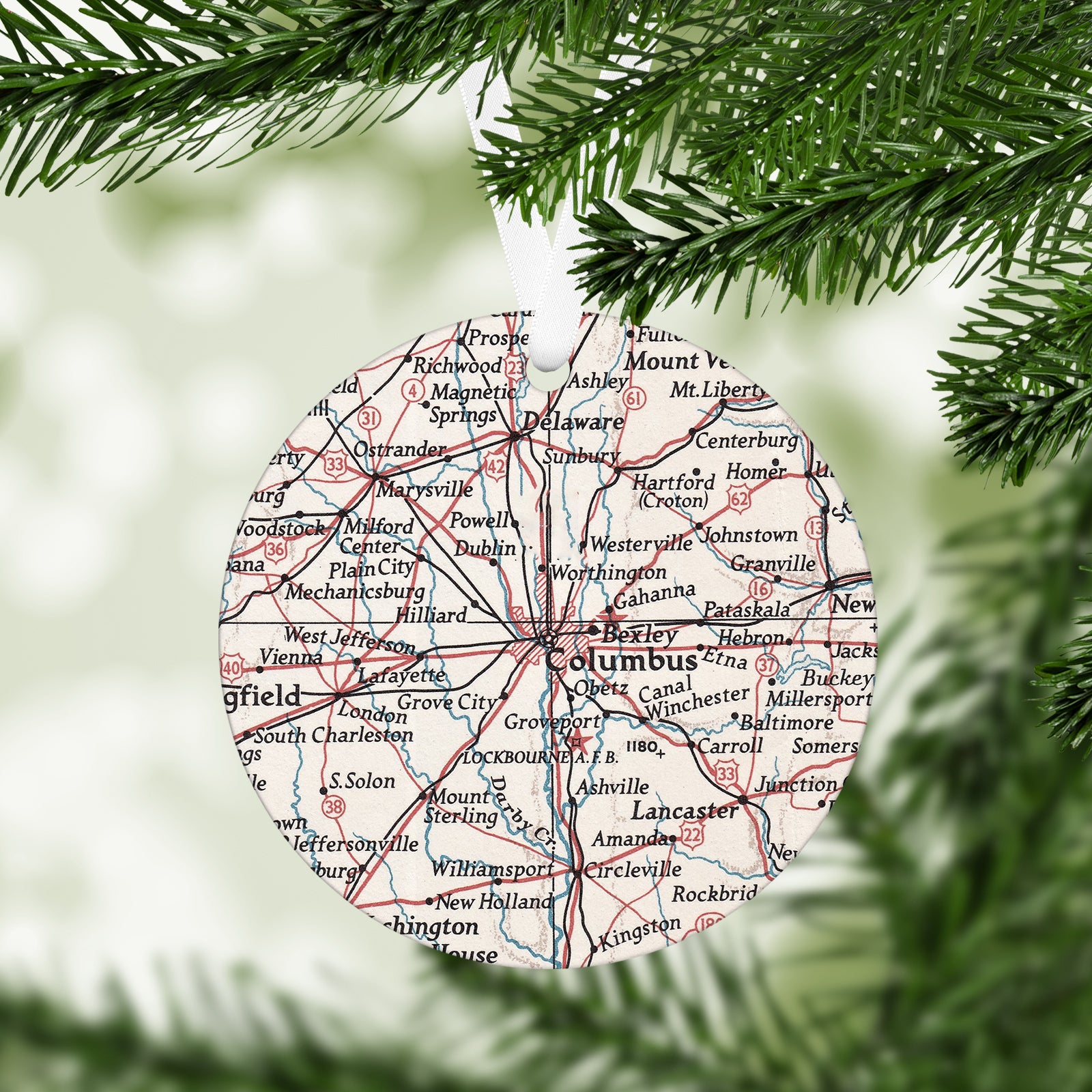 Columbus Ohio Vintage Map Ornament