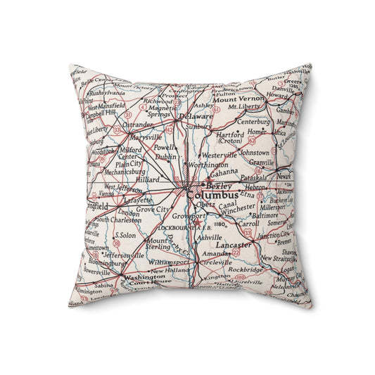 Columbus Ohio vintage map pillow