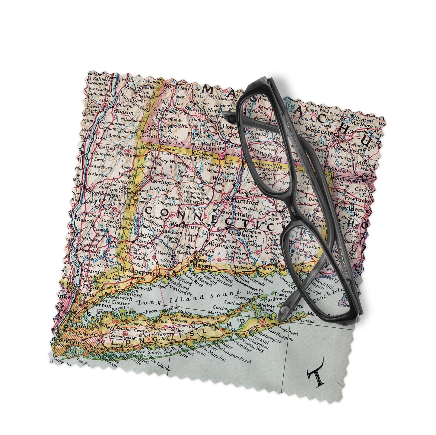 Connecticut Map Lens Cloth | Connecticut Microfiber Glasses Cleaner | Travel Gift