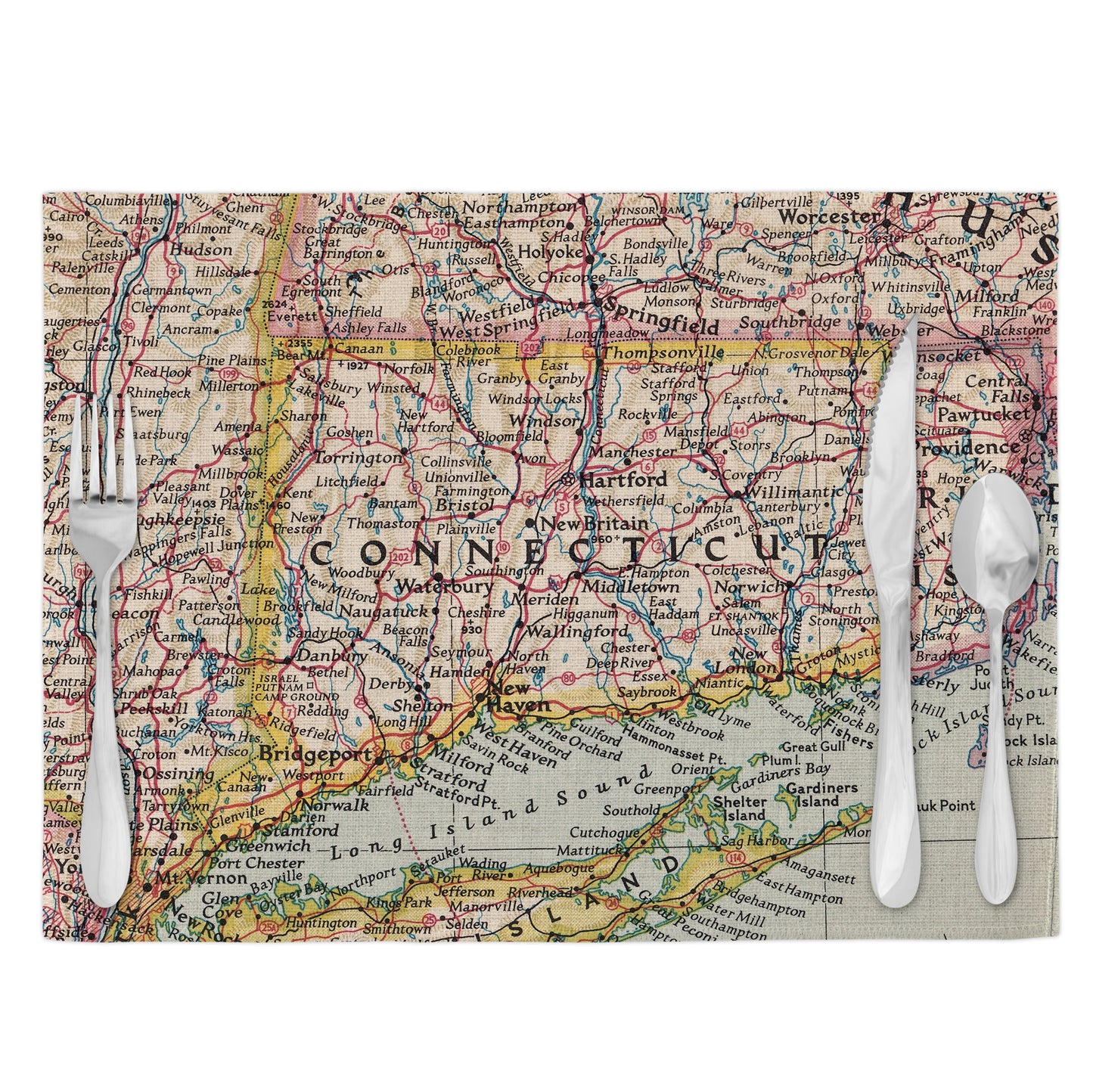 Connecticut Vintage Map Placemats Set of 4