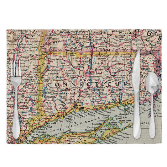 Connecticut Vintage Map Placemats Set of 4