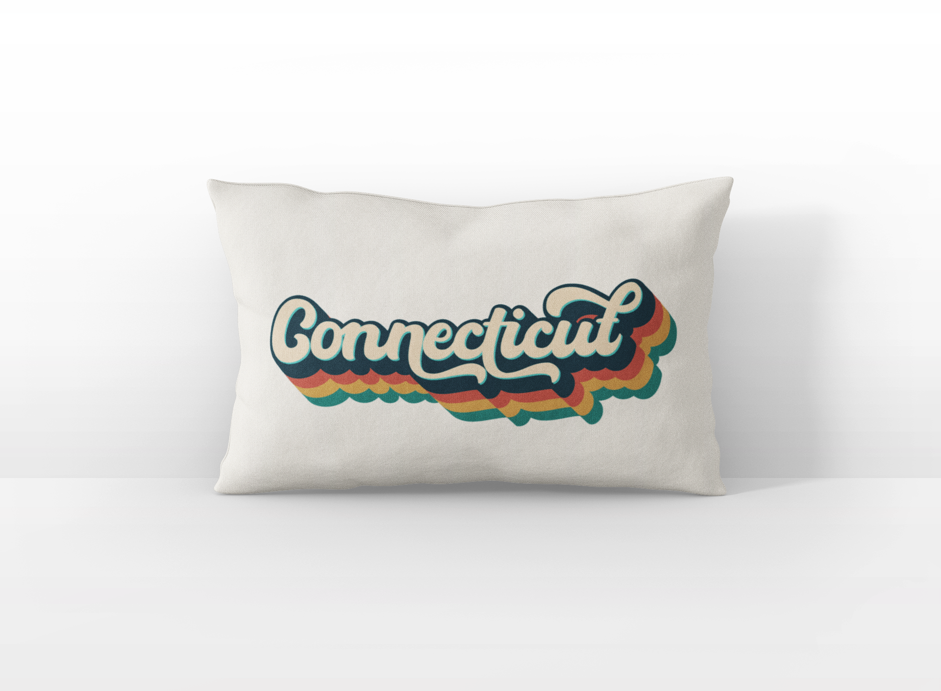 Connecticut retro text lumbar pillow