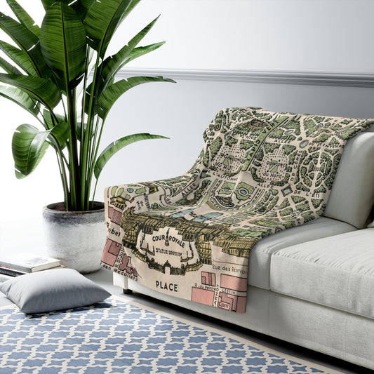 Palace of Versailles Map Blanket | Vintage Versailles France Travel Throw | European Home Decor
