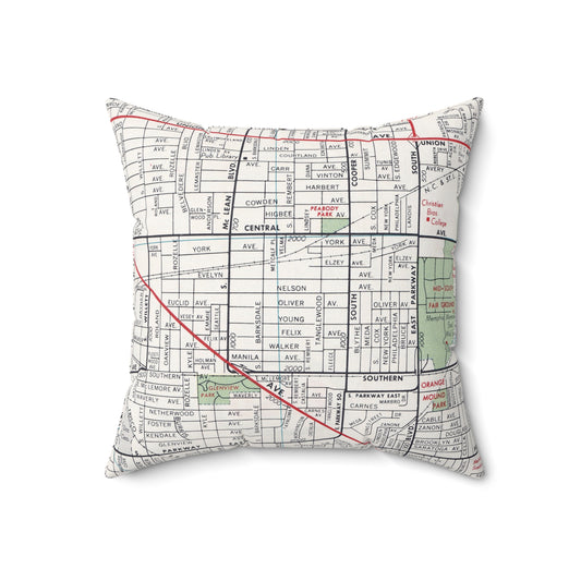 Cooper Young Memphis vintage map pillow