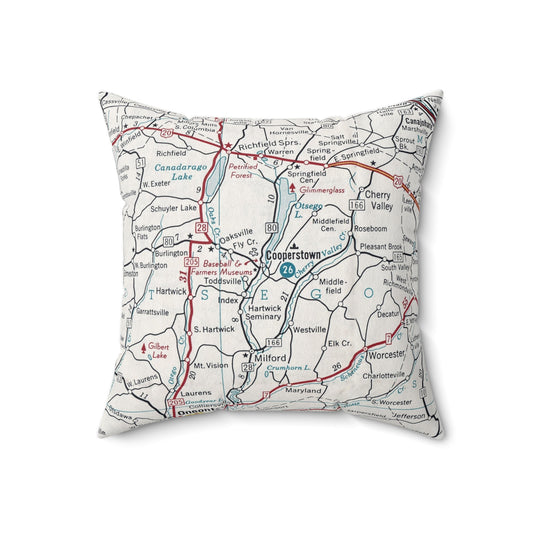 Cooperstown New York vintage map pillow