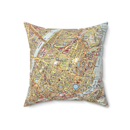 Copenhagen Denmark vintage map pillow