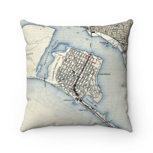 Coronado Island San Diego vintage map pillow