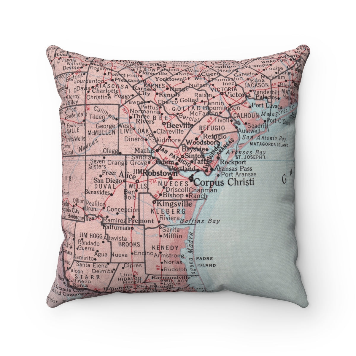 Corpus Christi Texas vintage map pillow