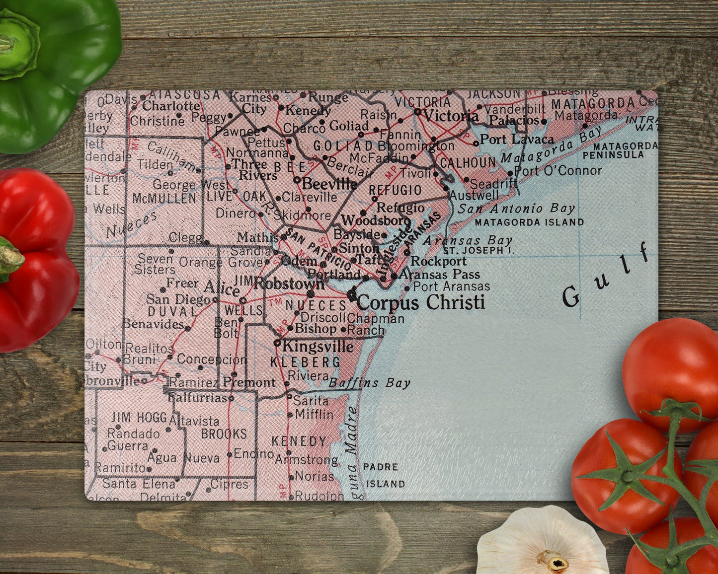 Corpus Christi Texas Map Cutting Board | Travel Gift | Kitchen Decor