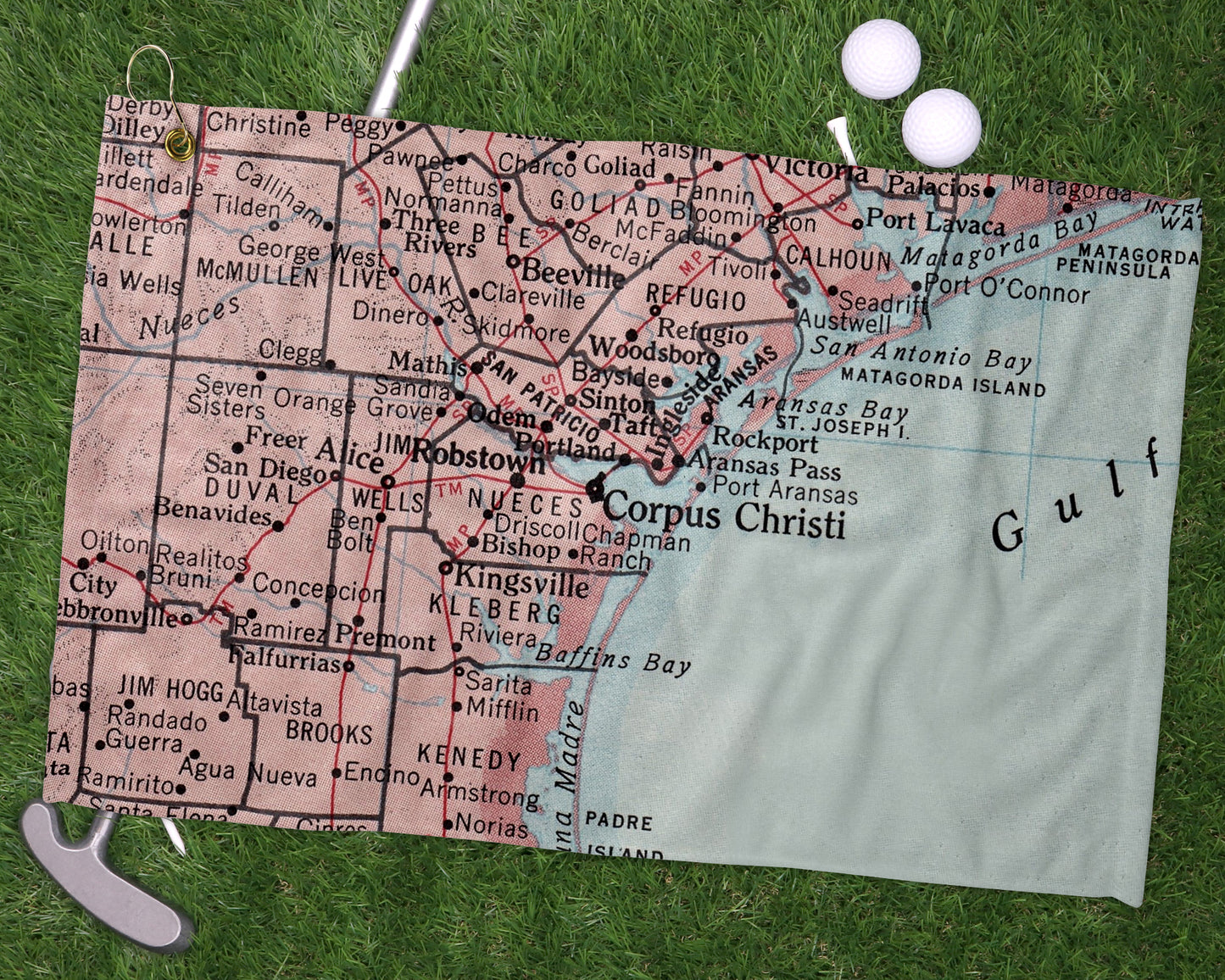 Corpus Christi Texas golf towel primary image
