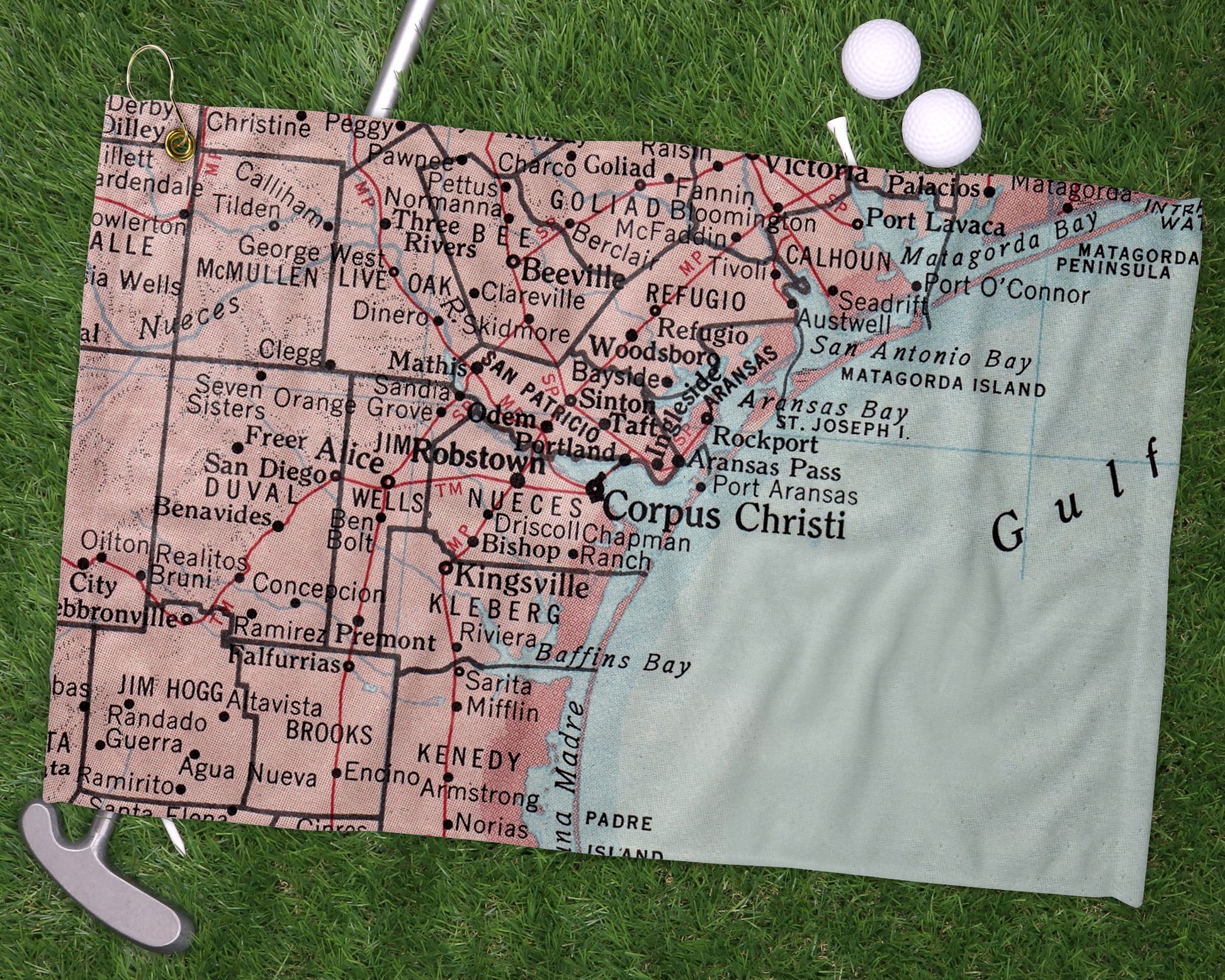 Corpus Christi Texas golf towel primary image