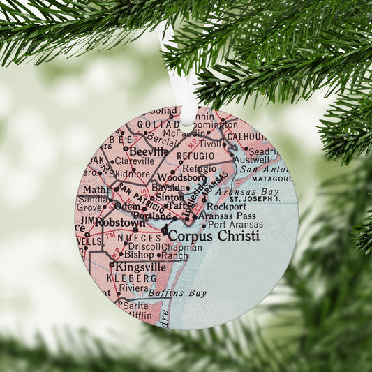 Corpus Christi Texas Vintage Map Ornament