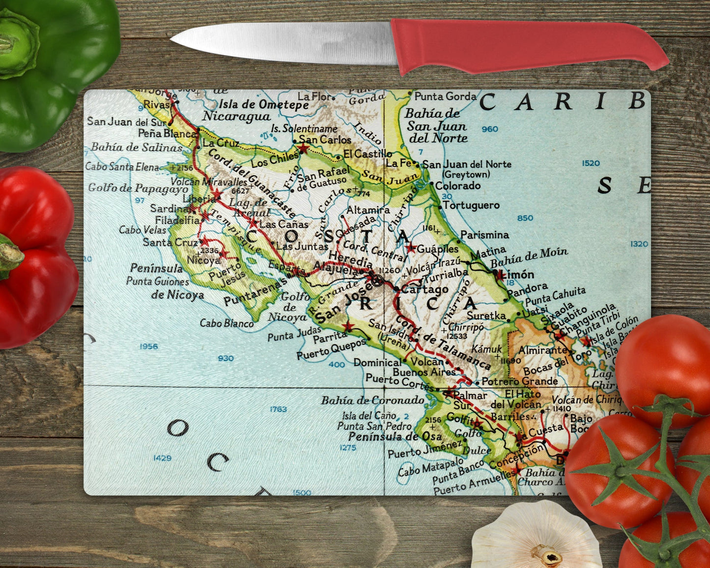 Costa Rica Map Cutting Board | Travel Gift | Kitchen Decor