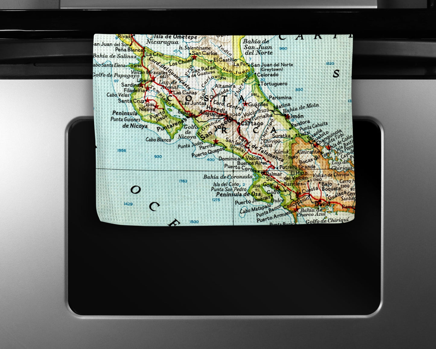 Costa Rica Map Tea Towel | Waffle-Weave Kitchen Towel Gift