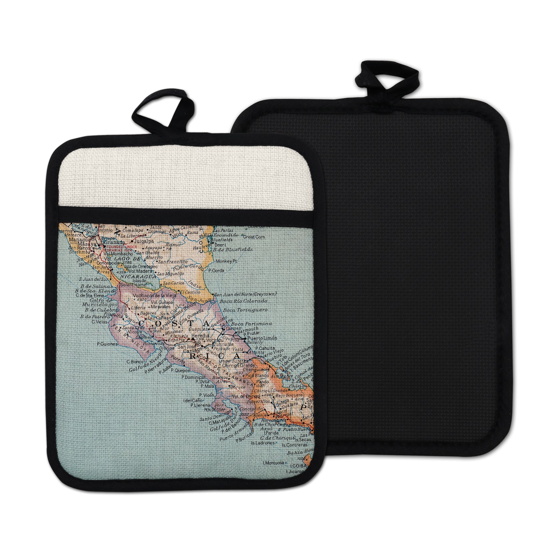 Costa Rica vintage map hot pad kitchen decor