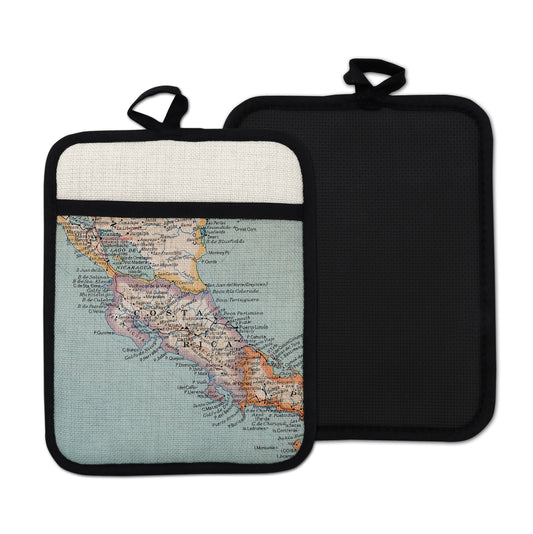Costa Rica vintage map hot pad kitchen decor