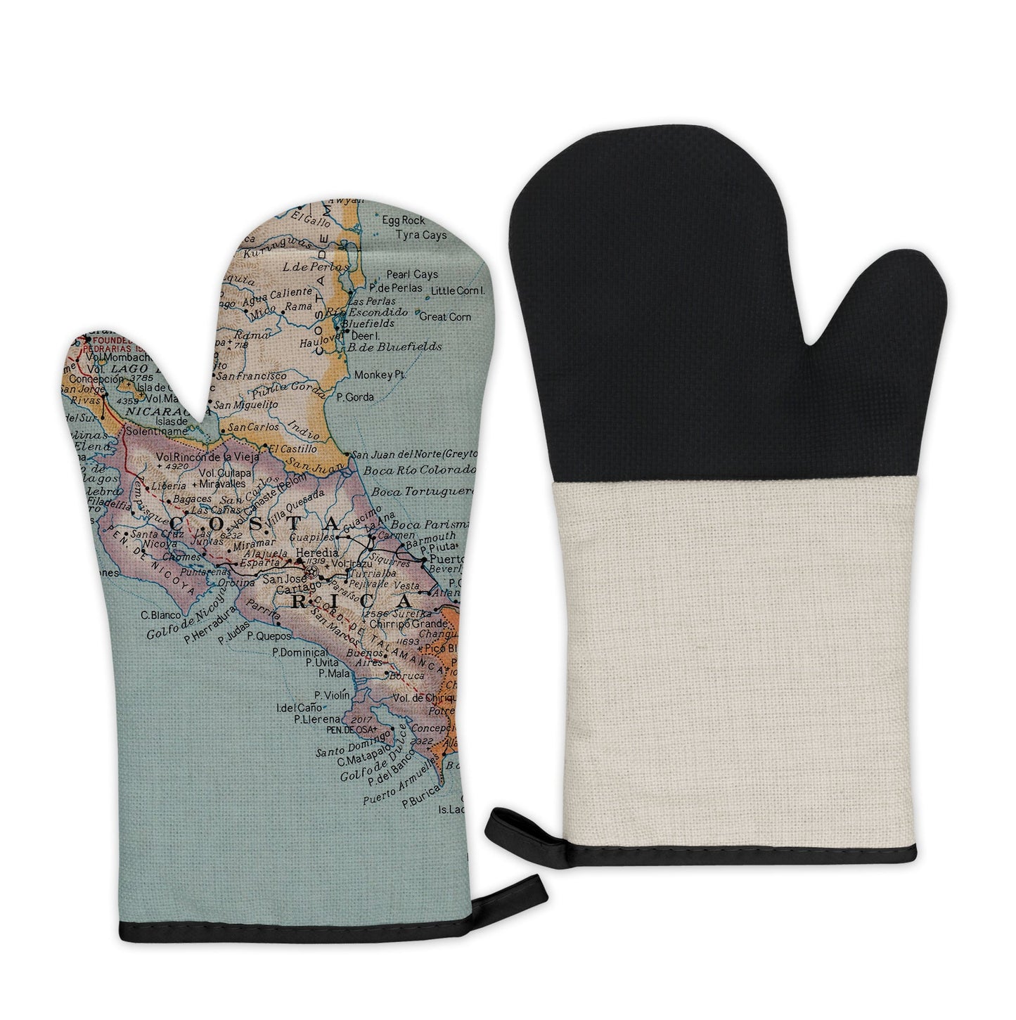 Costa Rica Map Oven Mitt | Vintage-Inspired Kitchen Gift