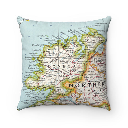 County Donegal Ireland Vintage Map Pillow
