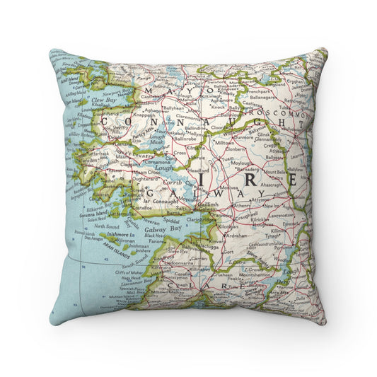 County Galway Ireland vintage map pillow