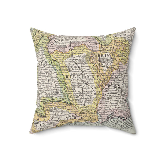 County Kilkenny Ireland vintage map pillow