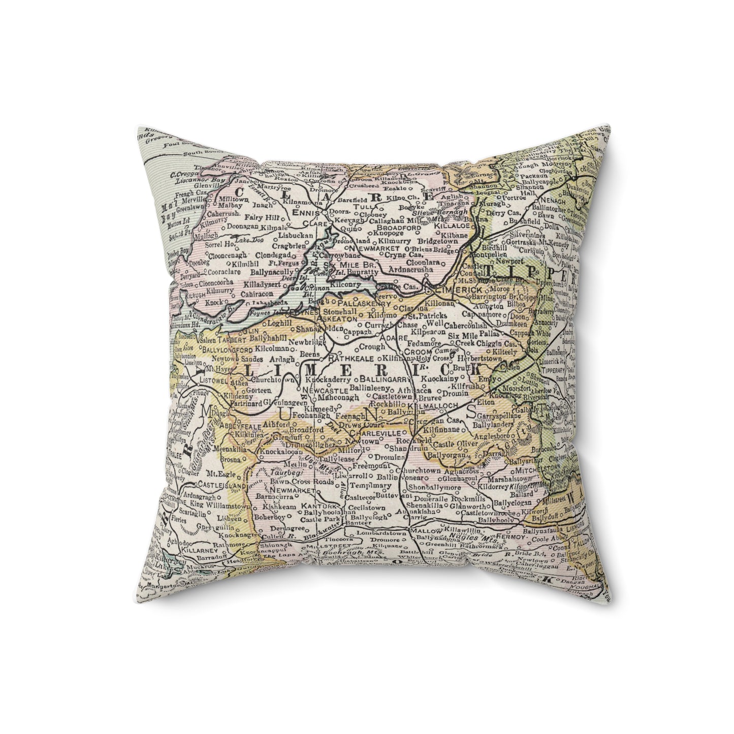 County Limerick Ireland vintage map pillow