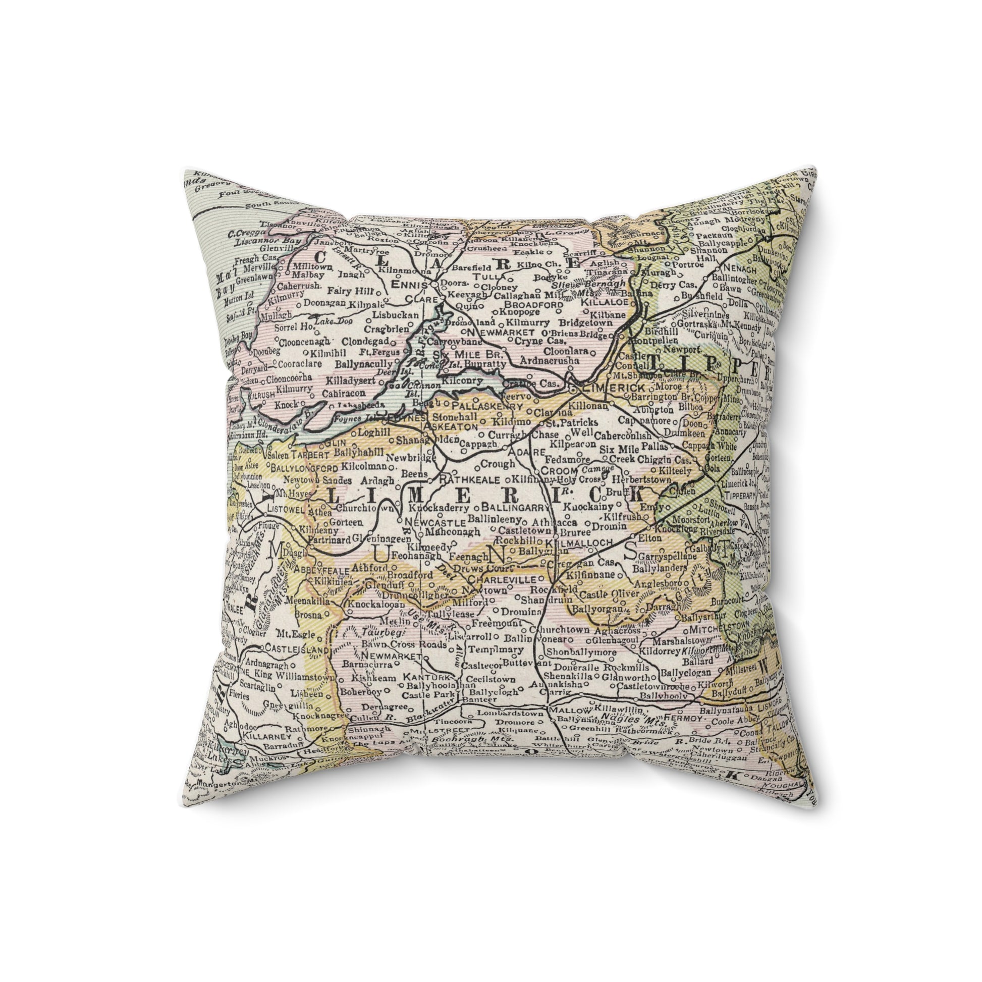 County Limerick Ireland vintage map pillow
