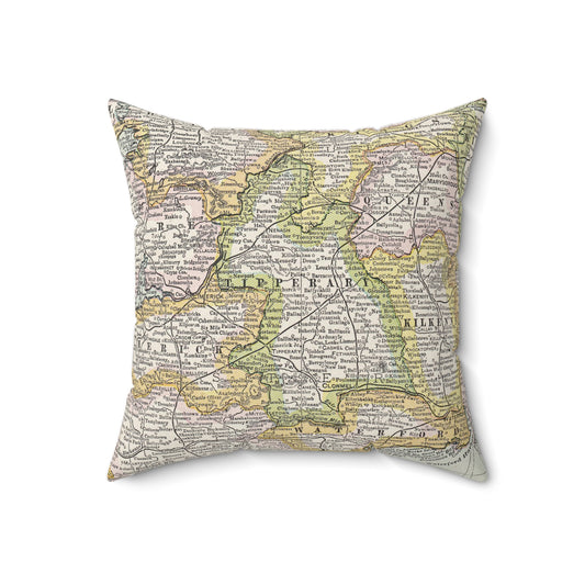 County Tipperary Ireland vintage map pillow