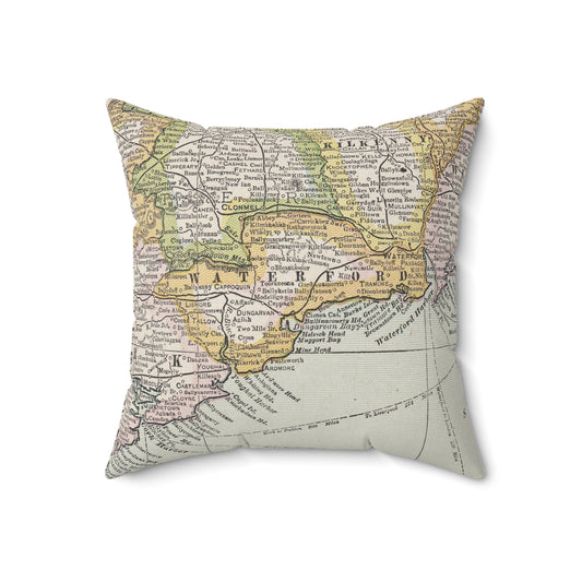 County Waterford Ireland vintage map pillow