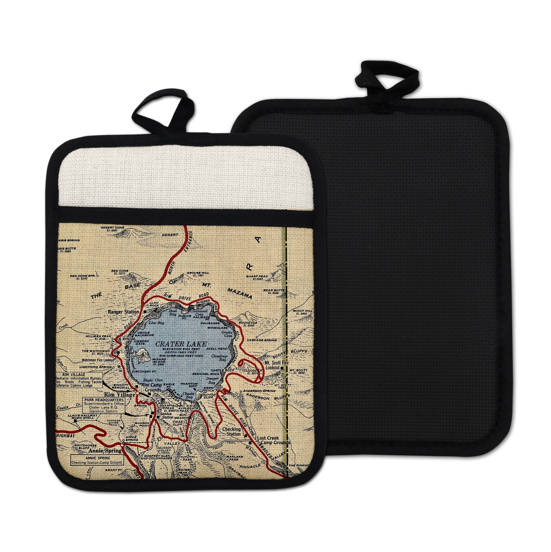 Crater Lake National Park vintage map hot pad kitchen decor