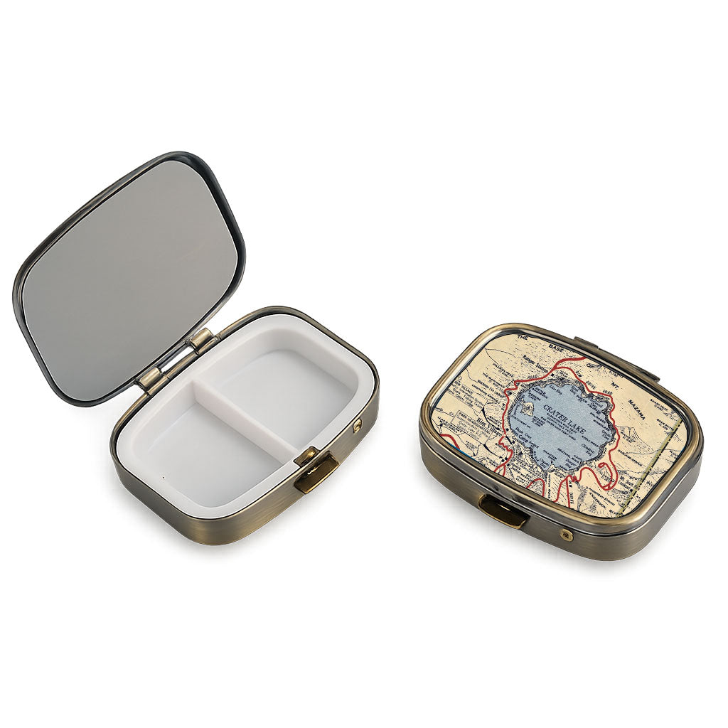 Crater Lake National Park vintage map pill case