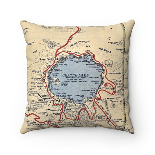 Crater Lake National Park vintage map pillow