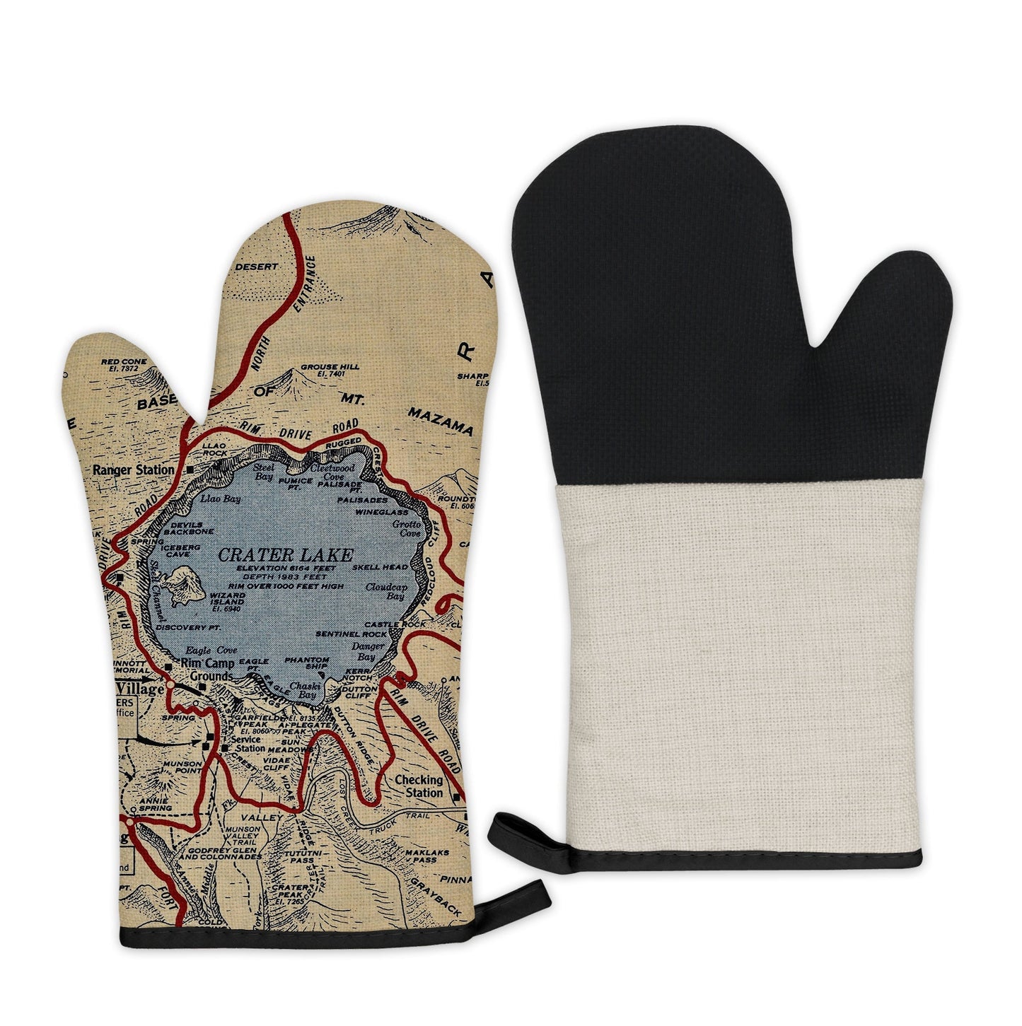 Crater Lake National Park Map Oven Mitt | Vintage-Inspired Kitchen Gift